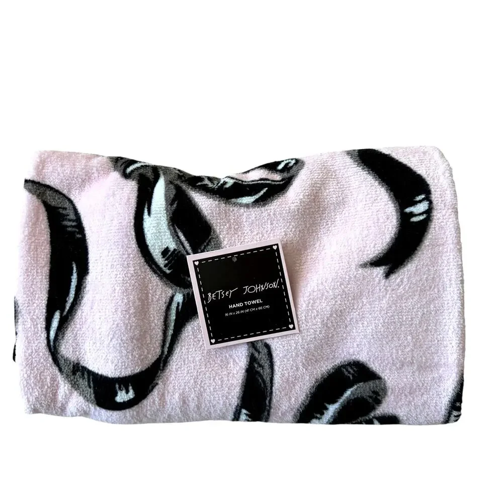 3pc Betsey Johnson BALLET BOWS Towel Set 2 Bath 1 Hand Pink & Black NEW